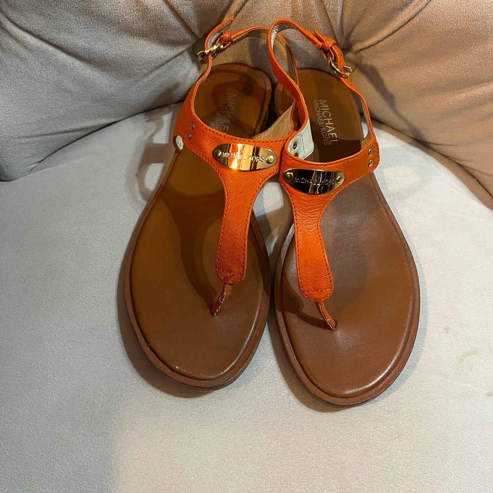 Michael Kors orange flat sandal